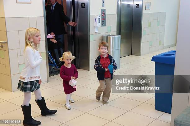 Harper Gray Nora Kara, 2 and Owen Patrick, 3 lead Former Rep. Patrick Kennedy and wife Amy as they introduce newborn daughter, Nell Elizabeth at...