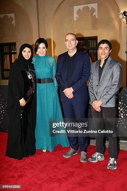 Ajyal Youth Film Festival Director and Doha Film Institute CEO Fatma Al Remaihi, producer Amira Diab, director Hany Abu-Assad and Ehab Assal on the...