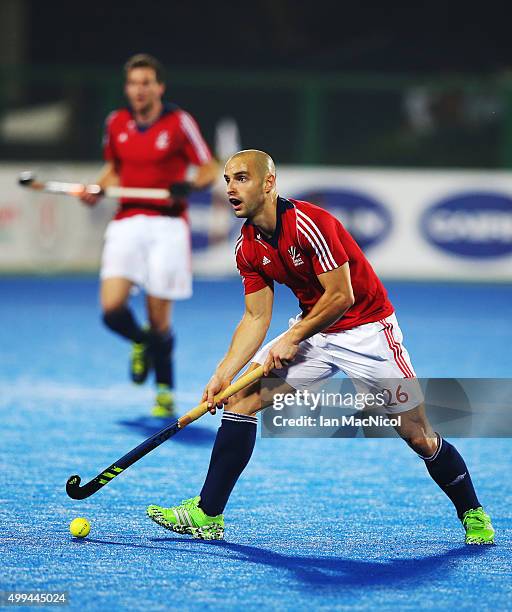 Nick Catlin of Great Britain controls the ball during the match between Great Britain and Belgium on day five of The Hero Hockey League World Final...