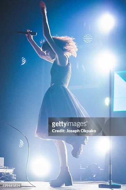 Lauren Mayberry of Chvrches performs at Alexandra Palace on November 27, 2015 in London, England.