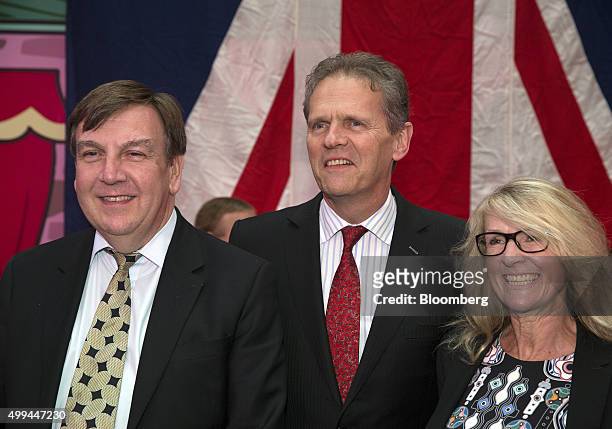 John Whittingdale, U.K. Secretary of state for culture, media and sport, from left, Duncan Taylor, U.K. Ambassador to Mexico, and Helen Barnish,...