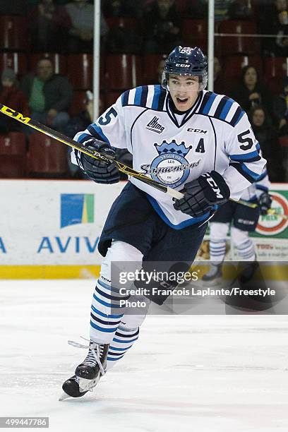 Nicolas Roy of the Chicoutimi Sagueneens skates against the Gatineau Olympiques on November 27, 2015 at Robert Guertin Arena in Gatineau, Quebec,...