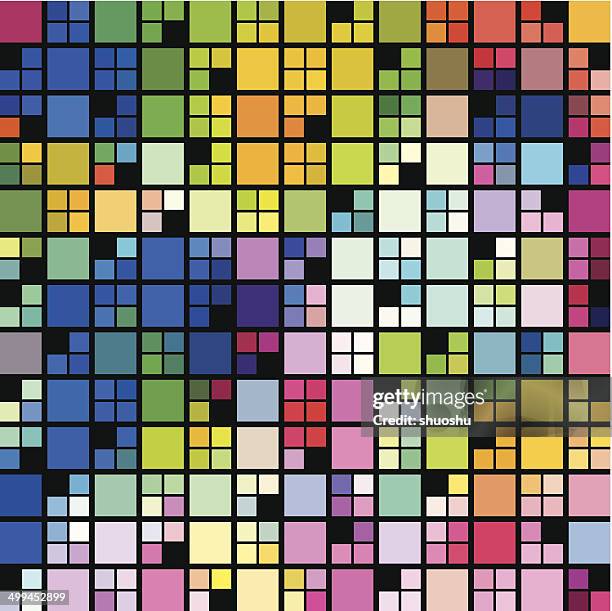 abstract colorful check pattern background - house line art stock illustrations