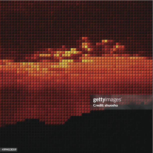 abstract colorful mosaic check sunset pattern background - oranges overhead stock illustrations