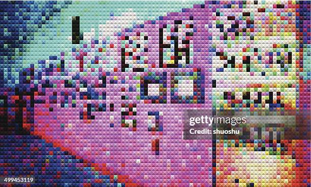 abstract mosaic check industry control room pattern background - coax cable icon stock illustrations