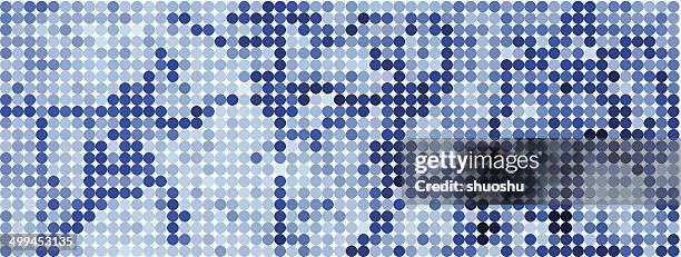abstract blue polka dots pattern background - flooring samples stock illustrations