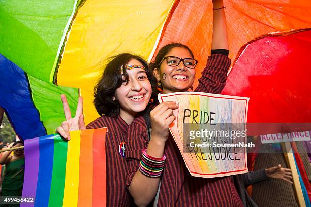 delhi queer pride-2015 - indian men gay stock-fotos und bilder