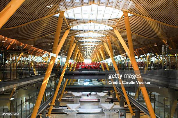 view down the check in gates - madrid barajas airport stockfoto's en -beelden