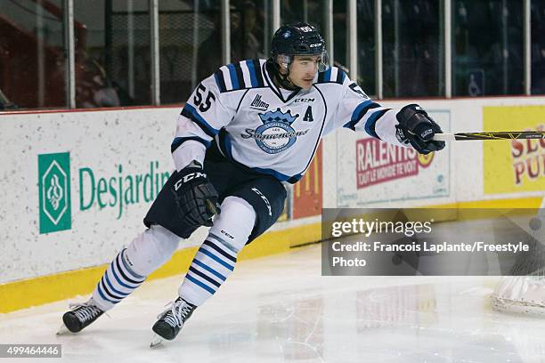 Nicolas Roy of the Chicoutimi Sagueneens skates against the Gatineau Olympiques on November 27, 2015 at Robert Guertin Arena in Gatineau, Quebec,...