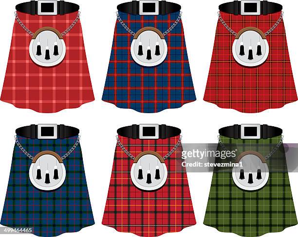 ilustraciones, imágenes clip art, dibujos animados e iconos de stock de kilts escocés - falda escocesa