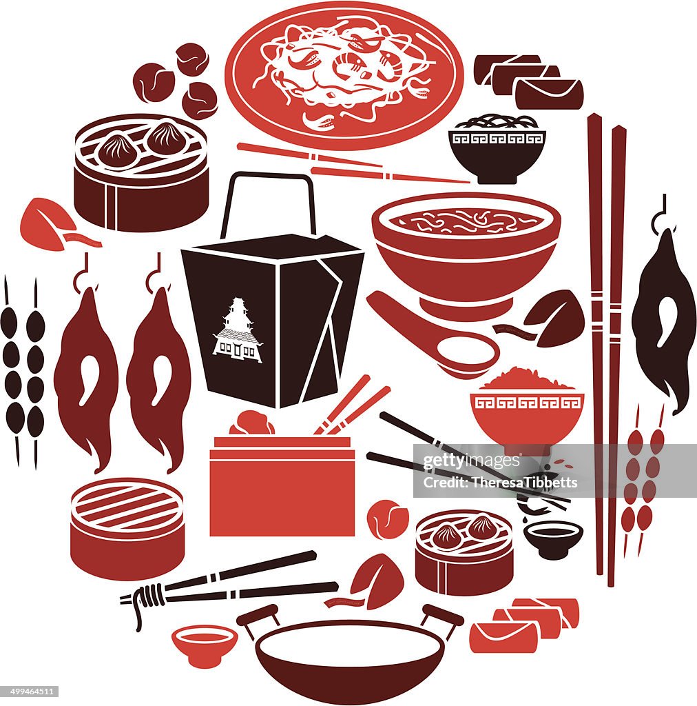 Chinesisches Essen-Symbol Set