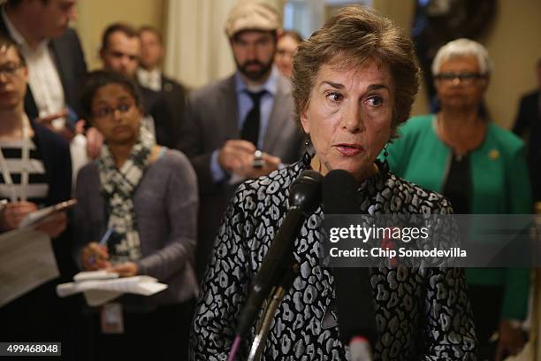 Commerce Committee's new Select Investigative Panel on Planned Parenthood raking member Rep. Jan Schakowsky talks to reporters during a news...
