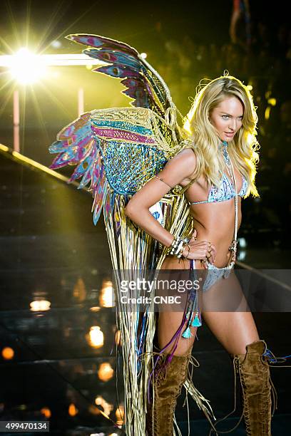 Victoria's Secret Fashion Show -- Pictured: Model Candice Swanepoel walks the runway during the 2015 Victoria's Secret Fashion Show in New York City...