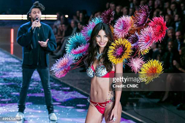 Victoria's Secret Fashion Show -- Pictured: Model Lily Aldridge wearing the 2015 Fantasy Bra or the Fireworks Fantasy Bra, which is valued at $2...