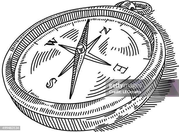 compass drawing - pen and ink stock illustrations