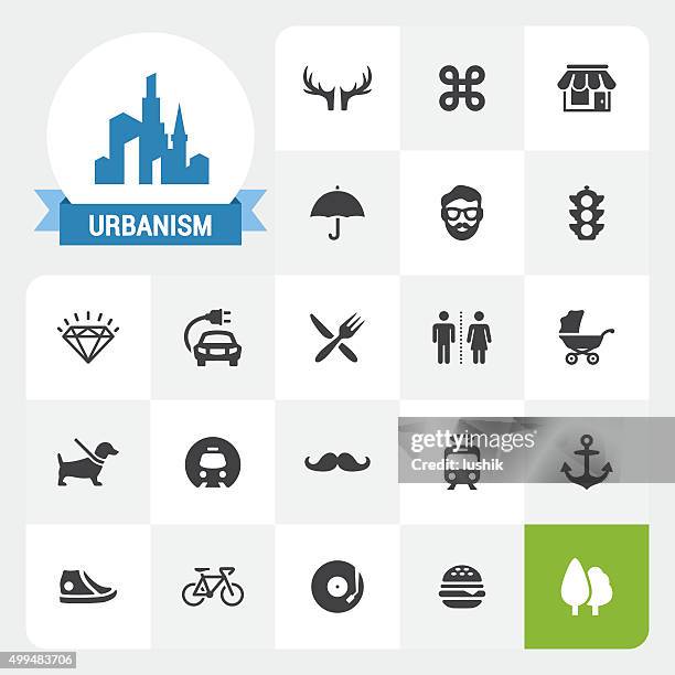 urbanism base vector icons and label - anchor athlete stock illustrations