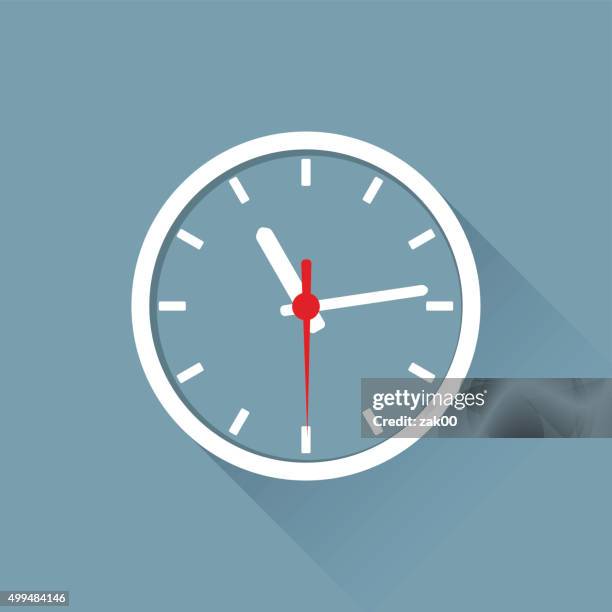 flat clock - wall clock blue stock illustrations