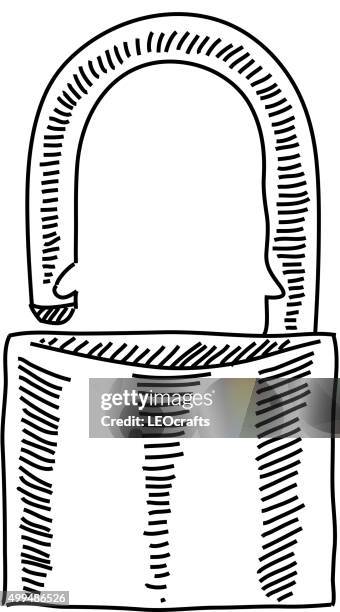 ilustrações de stock, clip art, desenhos animados e ícones de desbloqueada cadeado desenho - destrancar