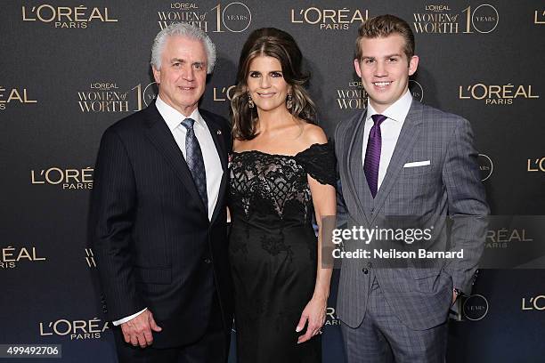 Henry Fondu, President of L'Oreal Paris USA Karen T. Fondu, and Robert Fondu attend the L'Oreal Paris Women of Worth 2015 Celebration - Arrivals at...