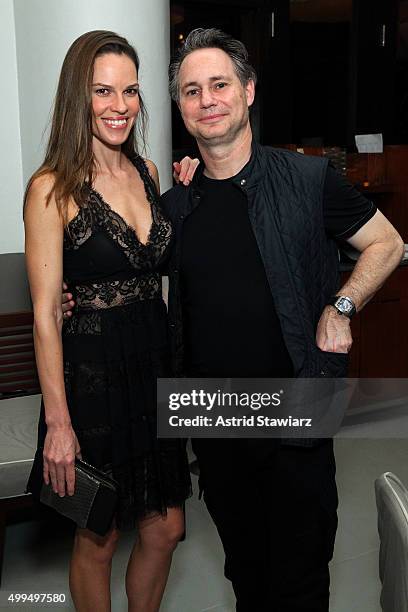 Hilary Swank and Jason Binn attend DuJour Magazine's Jason Binn Celebrates Annual Art Basel Miami Beach Kick-Off Party at Delano Beach Club on...