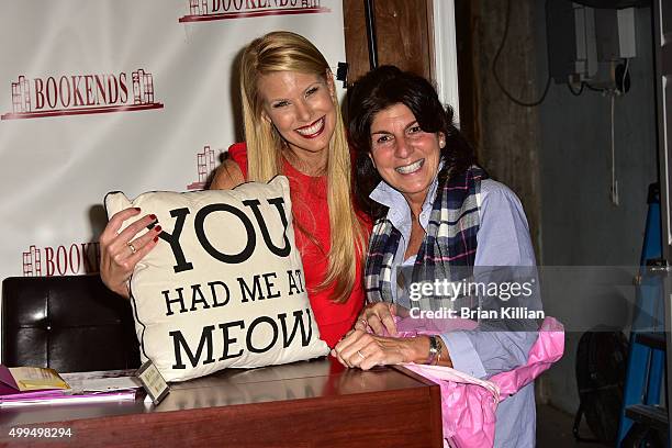 Beth Stern poses with Mariann from Brooklyn during the signing of the new book 'Yoda Gets A Buddy" at Bookends Bookstore on December 1, 2015 in...