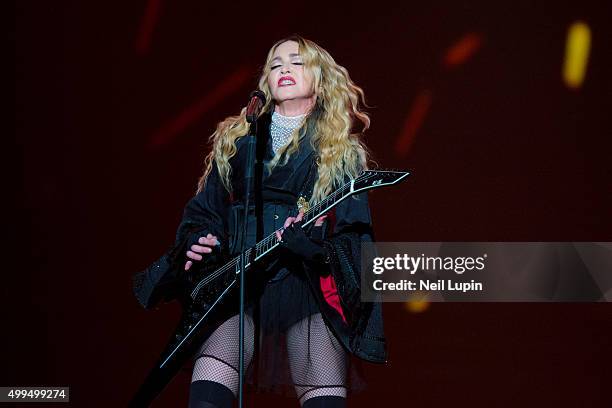 Madonna performs during her 'Rebel Heart Tour' at The O2 Arena on December 1, 2015 in London, England.