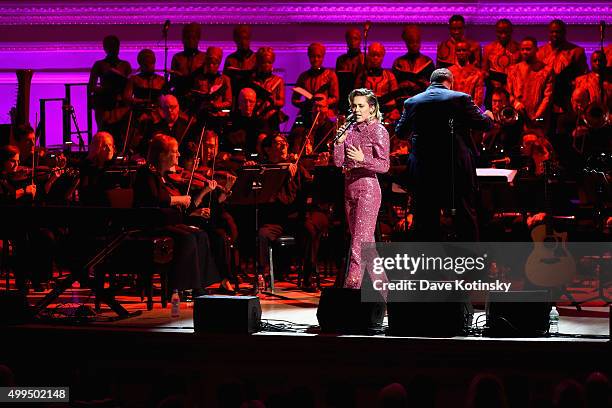 Musician Miley Cyrus performs on stage at the ONE Campaign and s concert to mark World AIDS Day, celebrate the incredible progress thats been made...