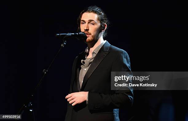 Musician Hozier performs onstage during the ONE Campaign and s concert to mark World AIDS Day, celebrate the incredible progress thats been made in...