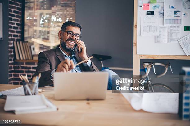 man working at modern office. - freelance work stockfoto's en -beelden