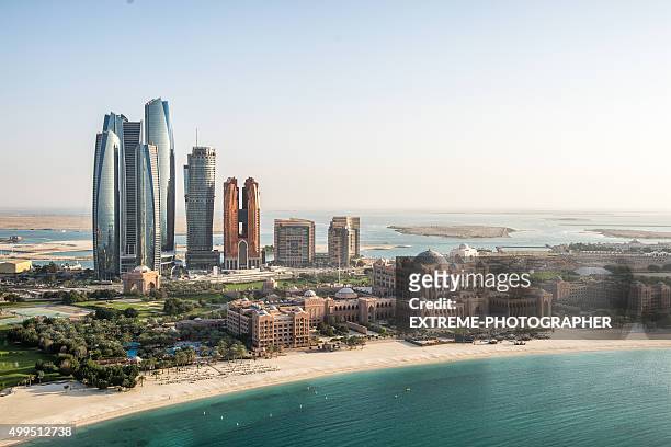 abu dhabi viewed from the air - abu dhabi stock pictures, royalty-free photos & images
