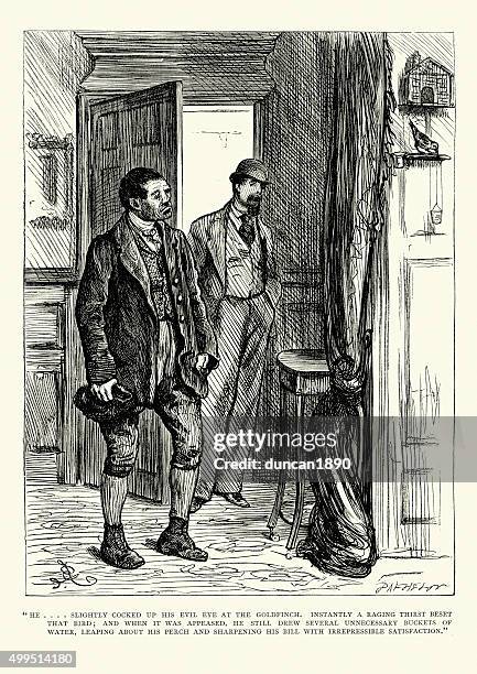 charles dickens - he sightly cocked up his evil eye - evil eyes stock illustrations