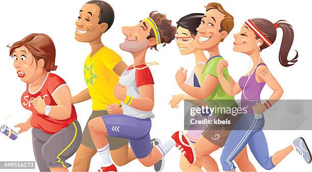 people jogging - fat asian man stock illustrations