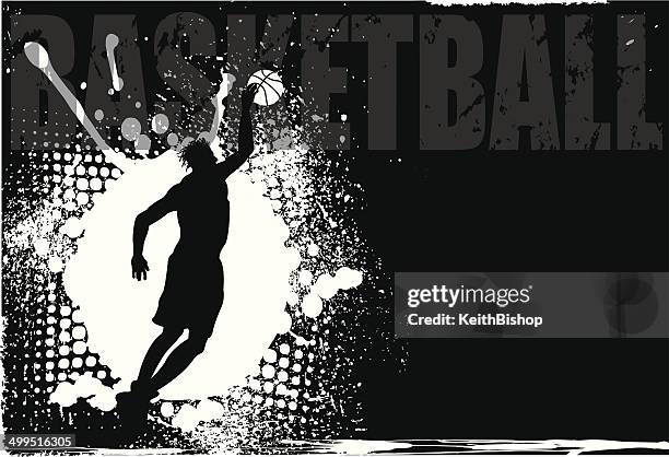basketball player grunge background - slam dunk stock illustrations