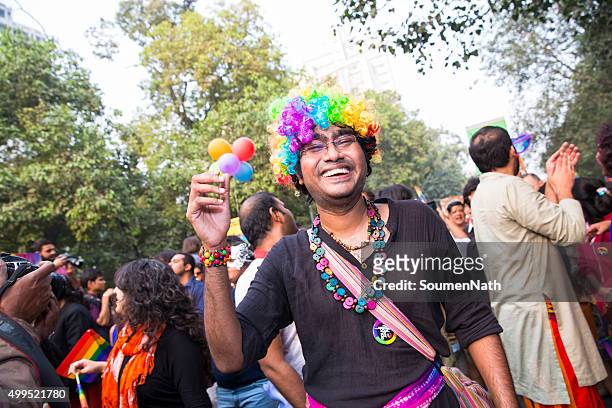 delhi queer pride-2015 - indian men gay stock-fotos und bilder