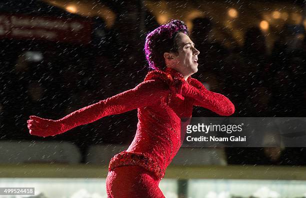 Figure skater Johnny Weir performs during the 2015 Bryant Park Christmas tree lighting at Bryant Park on December 1, 2015 in New York City.