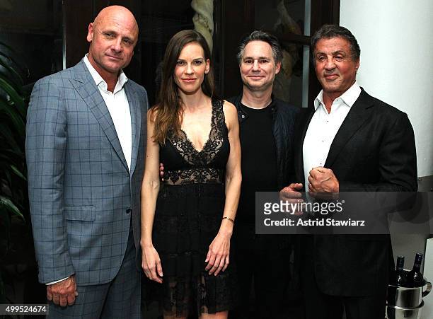 Oliver, Hilary Swank, Jason Binn and Sylvester Stallone attend DuJour Magazine's Jason Binn Celebrates Annual Art Basel Miami Beach Kick-Off Party...