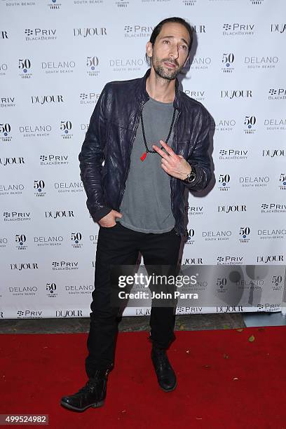 Adrien Brody attends DuJour magazine's Jason Binn Celebrates Annual Art Basel Miami Beach Kick-Off Party presented by Blackberry PRIV & 50 Bleu at...