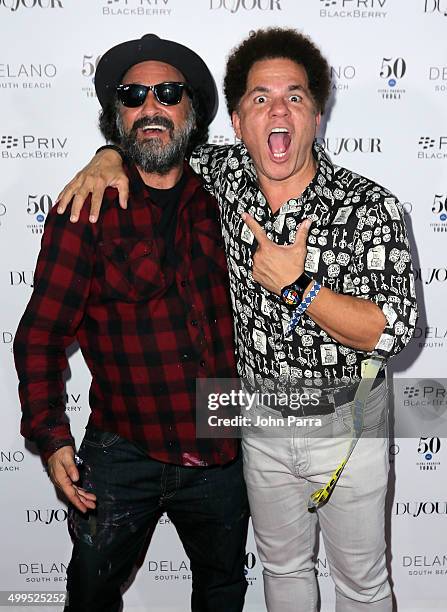 Mr. Brainwash and Romero Britto attend DuJour Magazine's Jason Binn Celebrates Annual Art Basel Miami Beach Kick-Off Party presented by Blackberry...