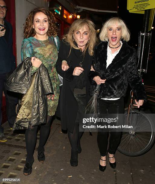 Julia Sawalha, Helen Lederer and Jane Horrocks attending the Absolutely Fabulous film Wrap party at U restaurant on December 1, 2015 in London,...