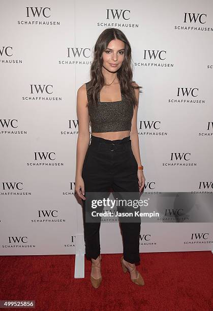 Model Emily Ratajkowski attends the IWC Schaffhausen celebration for the Rodeo Drive Grand Opening at IWC Shaffhausen on December 1, 2015 in Beverly...