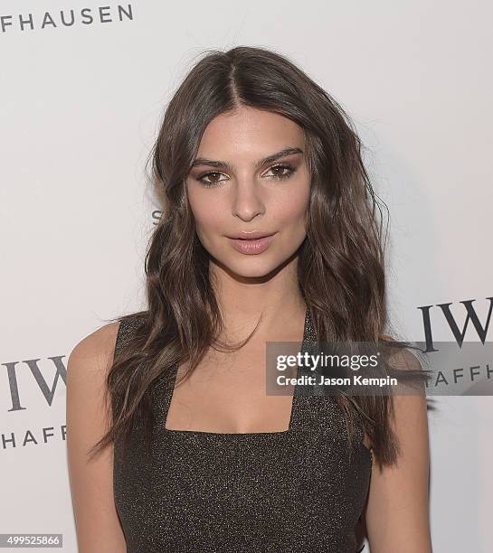 Model Emily Ratajkowski attends the IWC Schaffhausen celebration for the Rodeo Drive Grand Opening at IWC Shaffhausen on December 1, 2015 in Beverly...