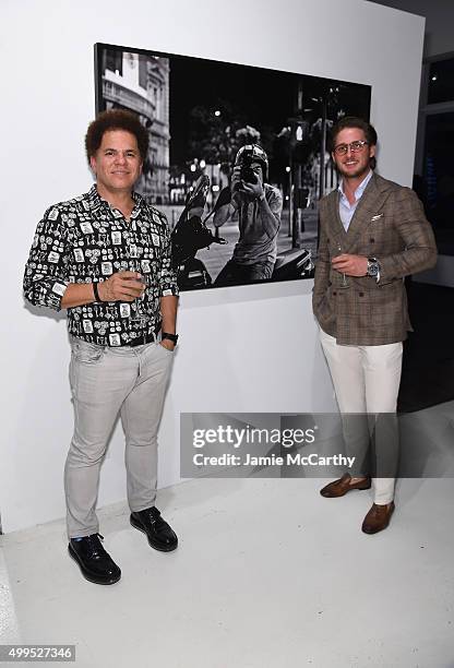 Artist Romero Britto and Colin Watson attend Opening of Lenny Kravitz FLASH Photography Exhibition at Miami Design District on December 1, 2015 in...