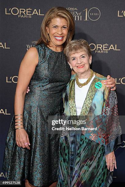 News anchor Hoda Kotb and honoree and writer SuEllen Fried attend the L'Oreal Paris Women of Worth 2015 Celebration - Arrivals at The Pierre Hotel on...