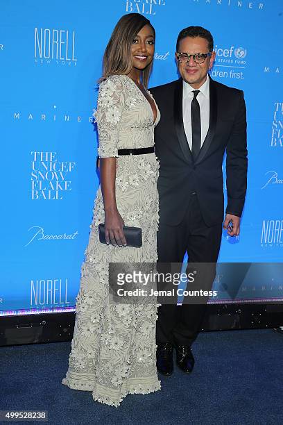 Patina Miller and Naeem Khan attend the 11th Annual UNICEF Snowflake Ball Honoring Orlando Bloom, Mindy Grossman And Edward G. Lloyd at Cipriani,...