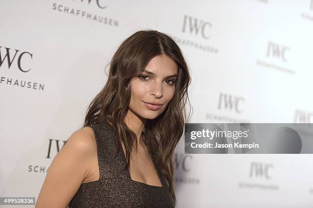 Model Emily Ratajkowski attends the IWC Schaffhausen celebration for the Rodeo Drive Grand Opening at IWC Shaffhausen on December 1, 2015 in Beverly...