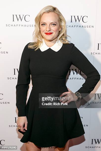 Actress Elisabeth Moss arrives to join guests toast the grand opening of IWC Schaffhausens new Rodeo Drive flagship boutique at IWC Shaffhausen on...