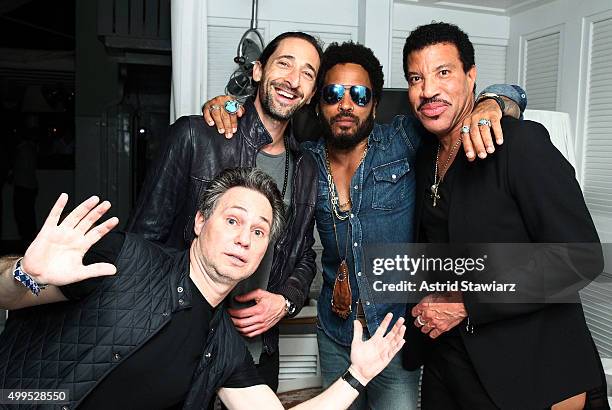 Adrien Brody, Lenny Kravitz, Lionel Richie, and Jason Binn attend DuJour Magazine's Jason Binn Celebrates Annual Art Basel Miami Beach Kick-Off Party...