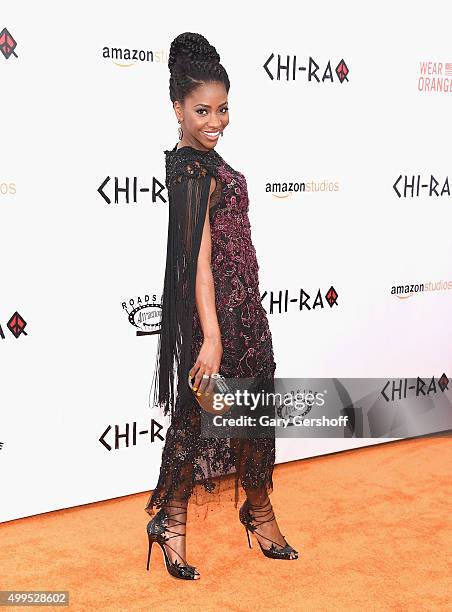Actress Teyonah Parris attends the "CHI-RAQ" New York premiere at Ziegfeld Theater on December 1, 2015 in New York City.