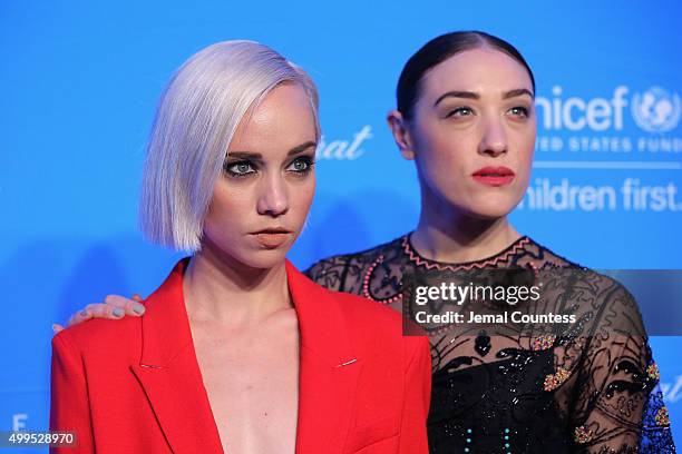 The Dolls Caitlin Moe and Mia Moretti attend the 11th Annual UNICEF Snowflake Ball Honoring Orlando Bloom, Mindy Grossman And Edward G. Lloyd at...