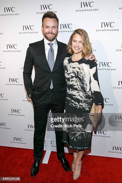 Comedian Joel McHale and wife Sarah Williams arrive to join guests toast the grand opening of IWC Schaffhausens new Rodeo Drive flagship boutique at...